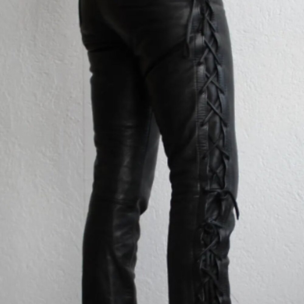 First Genuine Leather Motorcycle Pants | Lace-Up Gusset | Heavy Premium Leather